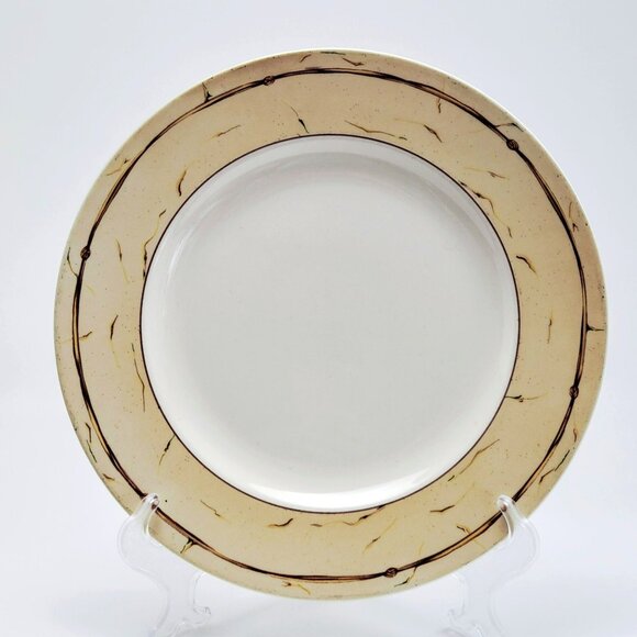 Wedgwood Amway Knotted Raffia Dinner Plate, Set of 2, Maroon Rope on Beige Rim - Picture 3 of 9